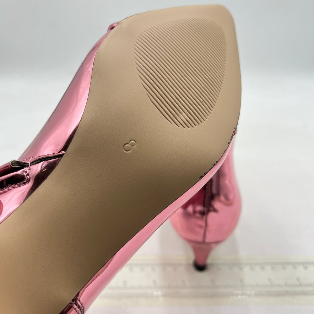 XYD Light Pink Kitten Heel Ankle Boots Pointed Toe Side Zipper Prom Party Shoes - Picture 5 of 7